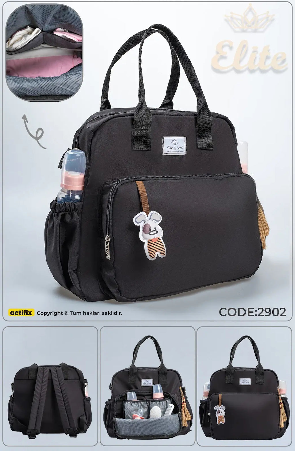 Luna Siyah Anne Bebek Bakım Çantası