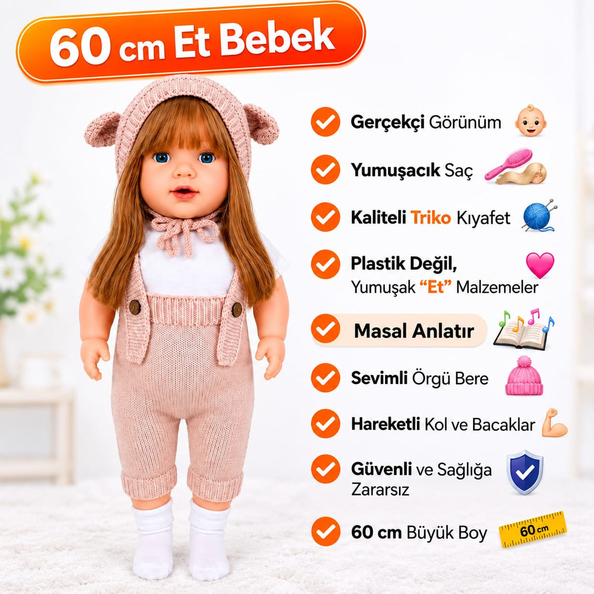 Pudra Pembe 60 Cm Trikolu Masal Anlatan Anlatan Umay Bebek Et Bebek