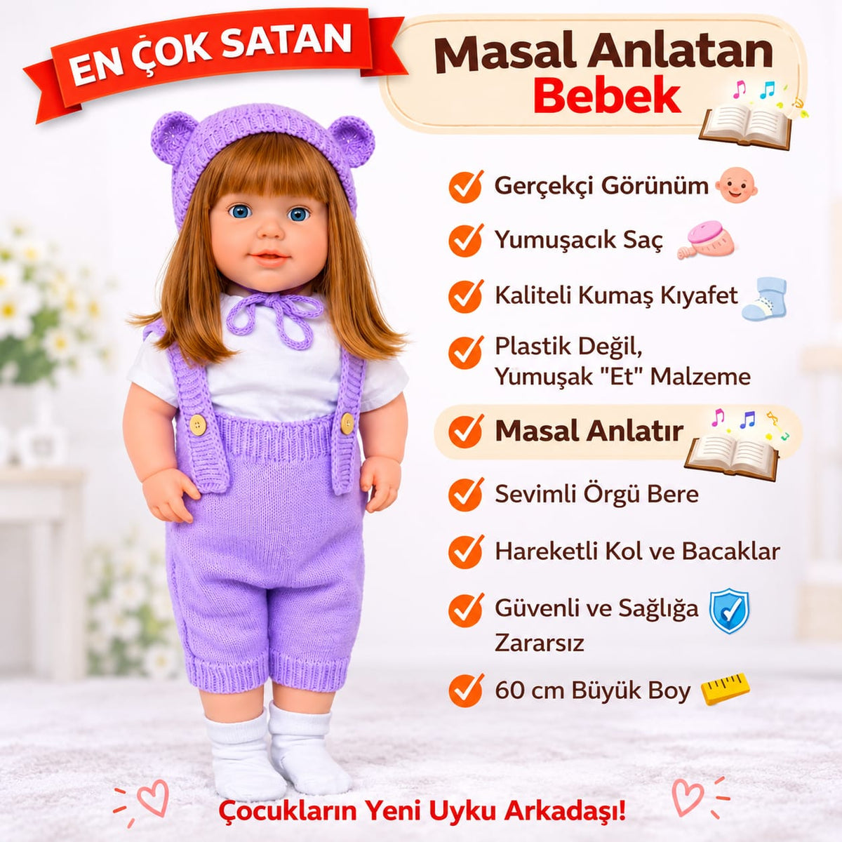Mor 60 Cm Trikolu Masal Anlatan Anlatan Umay Bebek Et Bebek 2