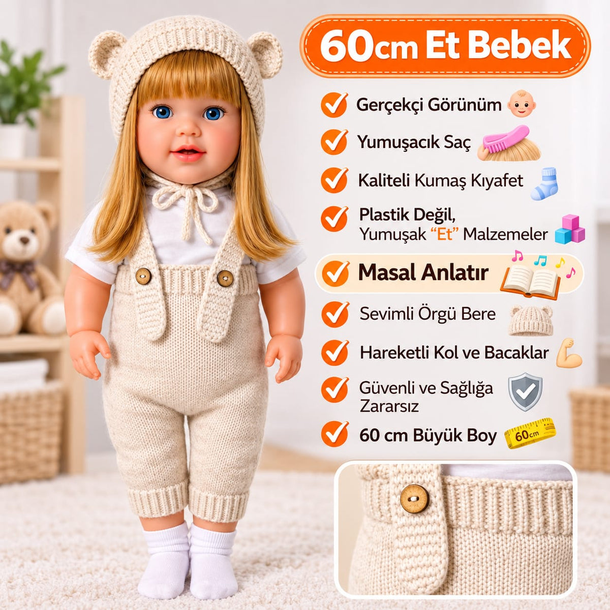 Krem 60 Cm Trikolu Masal Anlatan Anlatan Umay Bebek Et Bebek